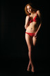 © aleksey ipatov - Young sexy woman in red lingerie.