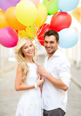 Sticker - couple with colorful balloons