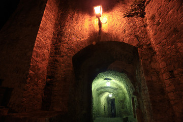 night landscape narrow old street European