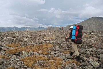 female hiker in Ural mountains