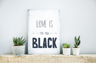 Wall Mural - scandinavian hipster style room interior with quote LOVE