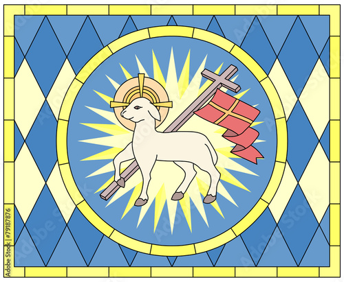 Naklejka dekoracyjna Lamb (Christian Symbol), stained glass
