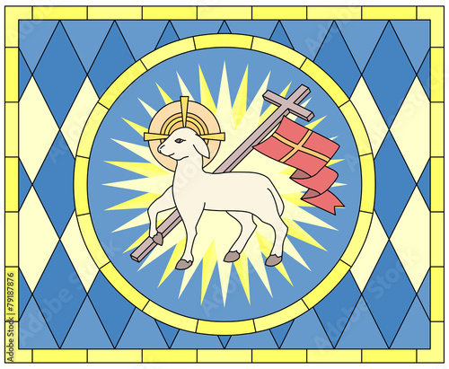 Naklejka - mata magnetyczna na lodówkę Lamb (Christian Symbol), stained glass