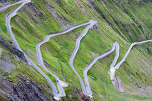 serpentine mountain road in Italian Alps, Stelvio pass, Passo de