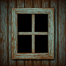 Wooden Window Of An Old Abandoned Building