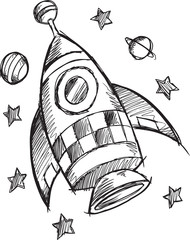 Wall Mural - Doodle Sketch Rocket Vector Illustration Art