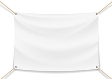 Vector Image Of A White Banner With Ropes
