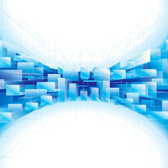 Aufkleber - Abstract blue perspective structure background.