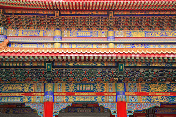 Closeup chinese temple architecture