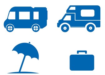 Sticker - Camping-car et vacances en 4 icônes