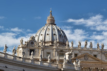 Dome Of The Saint Peters Basilica In The Vatican City In Rome.