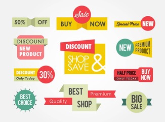 Wall Mural - set of sale banners and badges, vector illustration