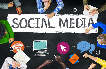Wall Mural - social media connection communication technology network concept