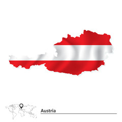 Wall Mural - Map of Austria with flag