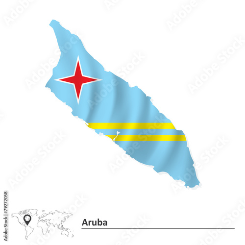 Map of Aruba with flag Векторный объект Stock Adobe Stock