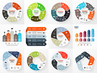 Vector circle arrows infographics set. Template for cycle