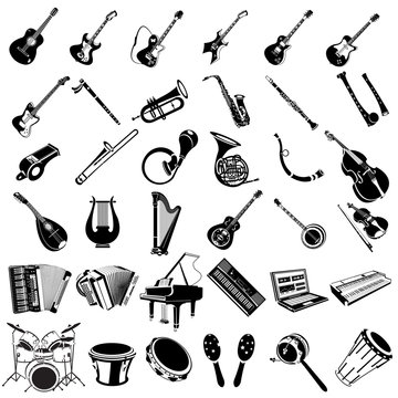 music instrument black icons