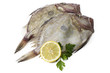 Fresh fish with lemon and parsley isolated
