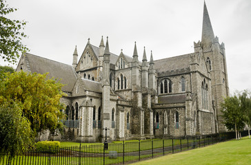 View of Saint Patrick cathedral in Dublin, Ireland, cloudy day