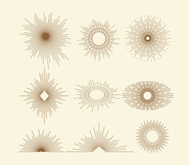 Sticker - Set of vintage sunbursts in different shapes