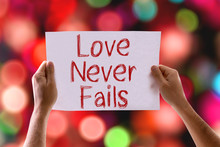 Love Never Fails Card With Colorful Background