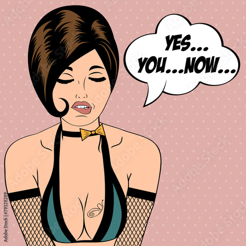 Naklejka nad blat kuchenny sexy horny woman in comic style, xxx illustration