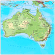Australia physical continent map
