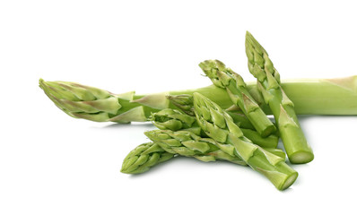 Wall Mural - Bunch of fresh asparagus isolated on white