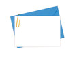 Blank message or invitation card with blue envelope