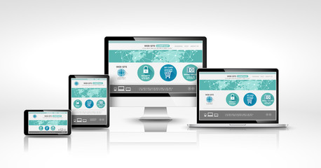 Wall Mural - modern devices with web design