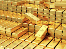 Stack Of Golden Bars In The Bank Vault Abstract Background