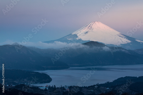 Naklejka samoprzylepna Fuji mountain lake hakone sunrise