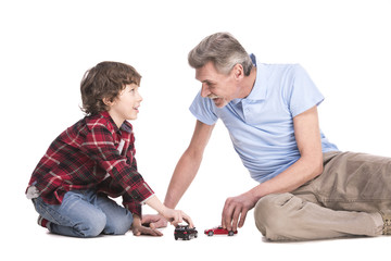 Wall Mural - Grandfather and grandson