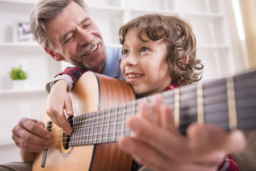 Wall Mural - Grandfather and grandson