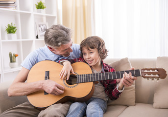 Wall Mural - Grandfather and grandson