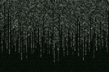 white matrix on the background of green binary code