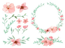 Set Of Flowers And Leaves Vector