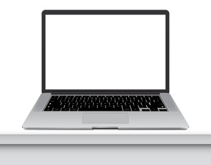 Wall Mural - vector illustration of thin laptop on office desk