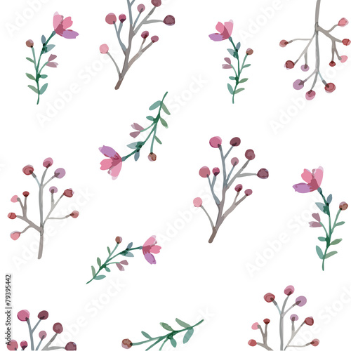 Seamless flowers and leaves pattern