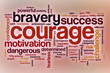 Courage word cloud with abstract background