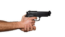 Automatic Pistol Handled With Two Hands