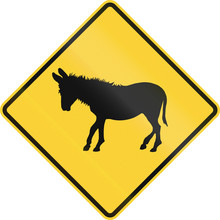 US Road Warning Sign - Donkey Crossing