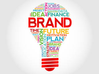 Wall Mural - BRAND bulb word cloud, business concept