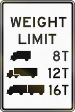 United States Traffic Sign: Different Truck Weight Limits