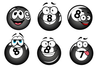 Wall Mural - Funny smiling pool and billiard balls