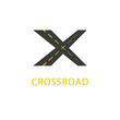 Crossroad icon, road sign