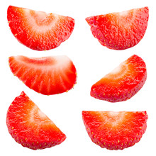 Strawberry. Piece And Slice Isolated. Collection. Clipping Path