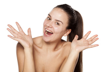 Wall Mural - happy young woman without makeup