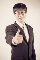 Wall Mural - Successful young business man of Asian, full length portrait iso