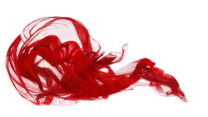 Wall Mural - Red Cloth Isolated Over White Background, Fabric Freeze Motion